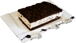 KOPIEC KRETA - Ciemny biszkopt z masą bananową i kawałkami czekolady.