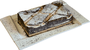 MAKÓWKA - Masa makowa z serem i kawałkami prażonego jabłka na kruchym spodzie.