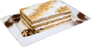 MIODOWNIK - Ciasto miodowe przełożone warstwami kremu śmietankowego.