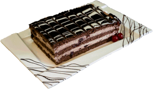 PIJANA WIŚNIA - Ciemny biszkopt z kremem czekoladowym z wiśniami i alkoholem.