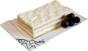 RAFAELLO - Jasny biszkopt z wiórkami kokosowymi przełożony masą kokosową.