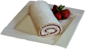 ROLADA OWOCOWA - Zrolowany jasny biszkopt z owocową bitą śmietaną.