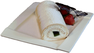 ROLADA ŚMIETANKOWA - Zrolowany jasny biszkopt z bitą śmietana i galaretką.