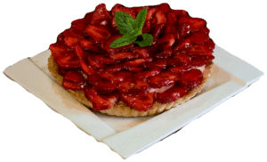 TARTA OWOCOWA DUŻA - kruche ciasto wypełnione nadzieniem budyniowym z owocami na wierzchu.