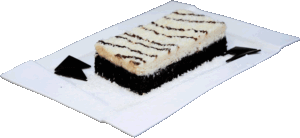 KOKOSEK – Masa kokosowa na spodzie z ciasta brownie.