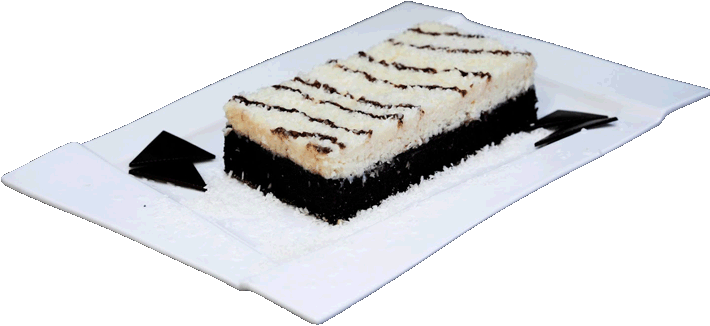 KOKOSEK – Masa kokosowa na spodzie z ciasta brownie.