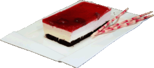 TRUSKAWKOWA ROZKOSZ – masa śmietanowo–truskawkowa na spodzie czekoladowym udekorowana musem z truskawek